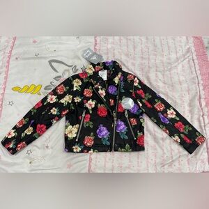 3, Disney Rapunzel Faux Leather Floral Jacket NWT